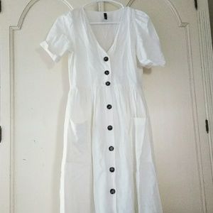 Beautiful, cotton, linen, button down summer dress